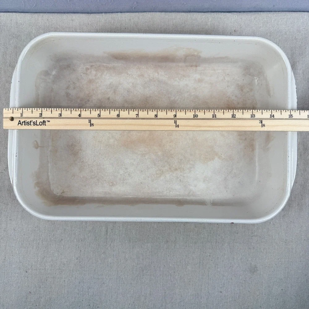 Vintage Le Creuset Flame Orange 15x10 Roasting Pan Folding Handles HTF France‎